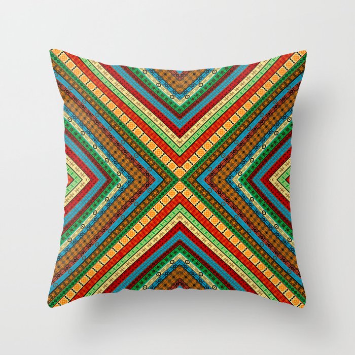 Colored african geometrical motifs background Throw Pillow