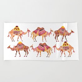 Camel Train Beach Towel
