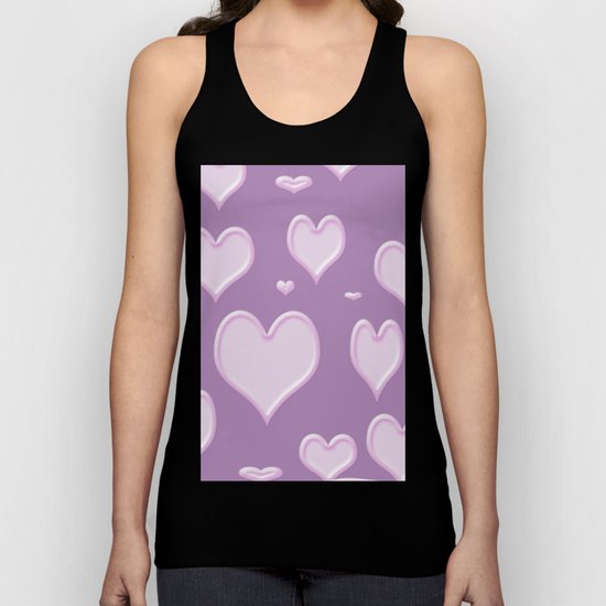 White hearts on light purple lila Unisex Tank Top