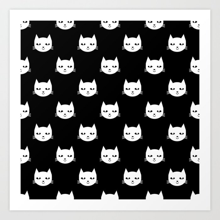 Cat Minimal Ilration Pet Cats Head Drawing Digital Pattern Black Cat Minimal Ilration Pet Cats Head Drawing Digital Pattern Black And White Nursery Art Print