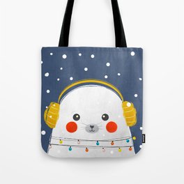 Christmas Baby Seal with fairy lights Tote Bag