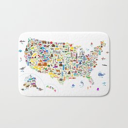 Animal Map of United States for children and kids Bath Mat