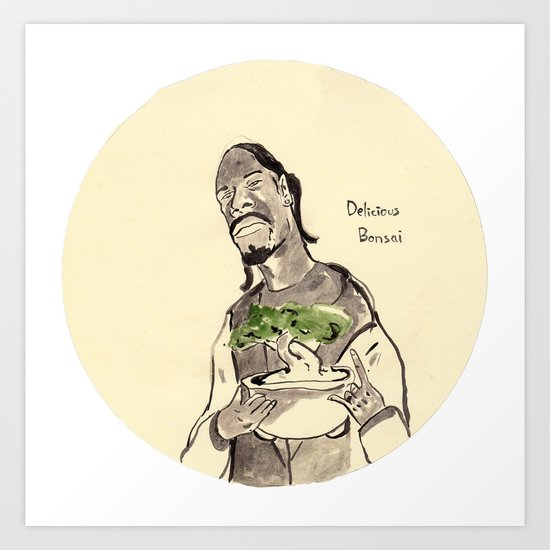 Snoop Dogg about to eat a Bonsai tree Art Print