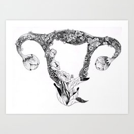 Anatomy Series: Uterus Flowers Art Print