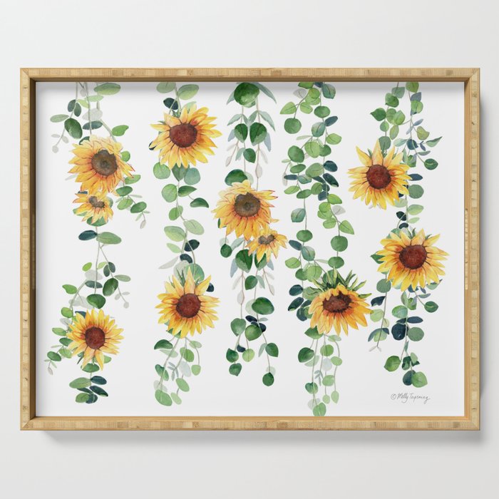 Eucalyptus and Sunflowers Garland  Serving Tray