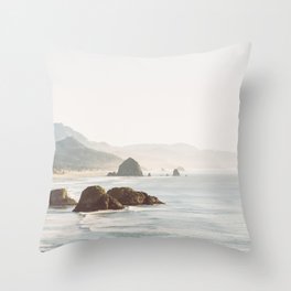 overlooking cannon beach Throw Pillow