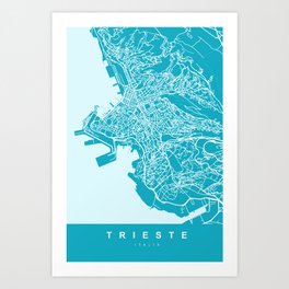 TRIESTE Map - Italia | Aqua | More Colors, Review My Collections Art Print | Citymap, Trieste, Street, Graphicdesign, Map, Roma, Italy, Urban, Print, City 