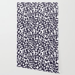 Violet Matisse cut outs seaweed pattern on white background Wallpaper
