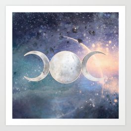 Heavenly Universe Triple Moon Goddess Art Print