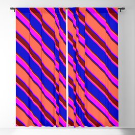[ Thumbnail: Red, Fuchsia, Blue & Maroon Colored Stripes/Lines Pattern Blackout Curtain ]