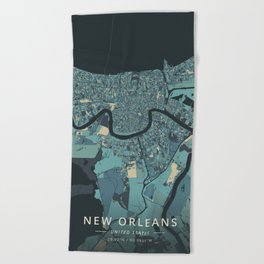 New Orleans, United States - Cream Blue Beach Towel