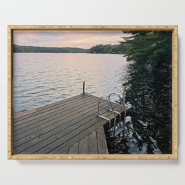Dock on the Lake at Sunset Serving Tray