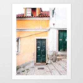 Yellow Lisbon | Front door travel photography Alfama quarter | Portugal  Art Print