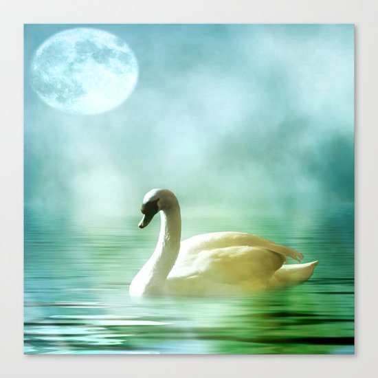 Moonlit Swan Canvas Print