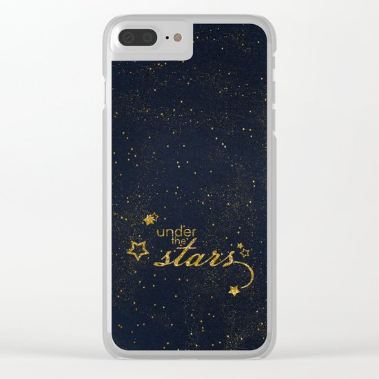 Under the stars- sparkling gold glitter night typography on #Society6 Clear iPhone Case