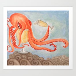 Drunk Octopus Art Print