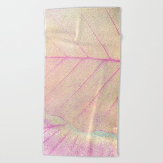 Pink Leaf Abstract Beach Towel