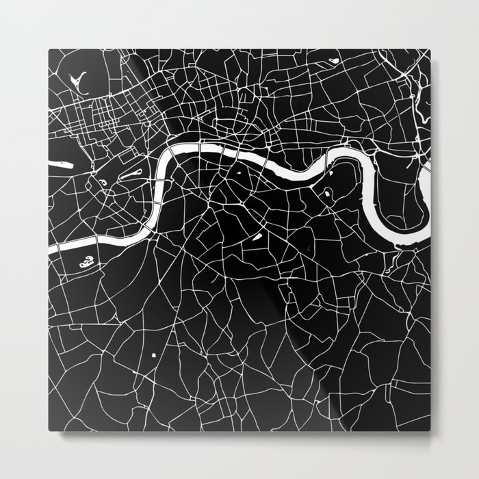 Black on White London Street Map II Metal Print