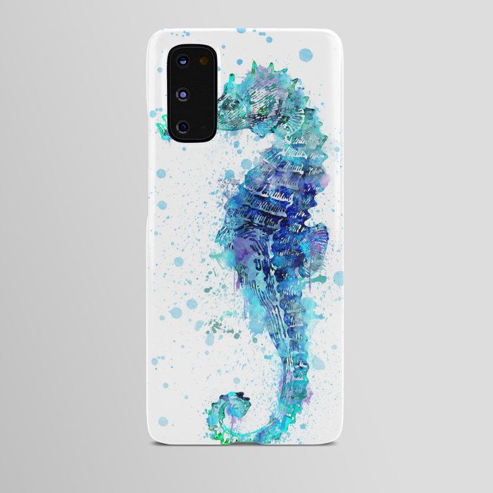 Blue Turquoise Watercolor Seahorse Android Case