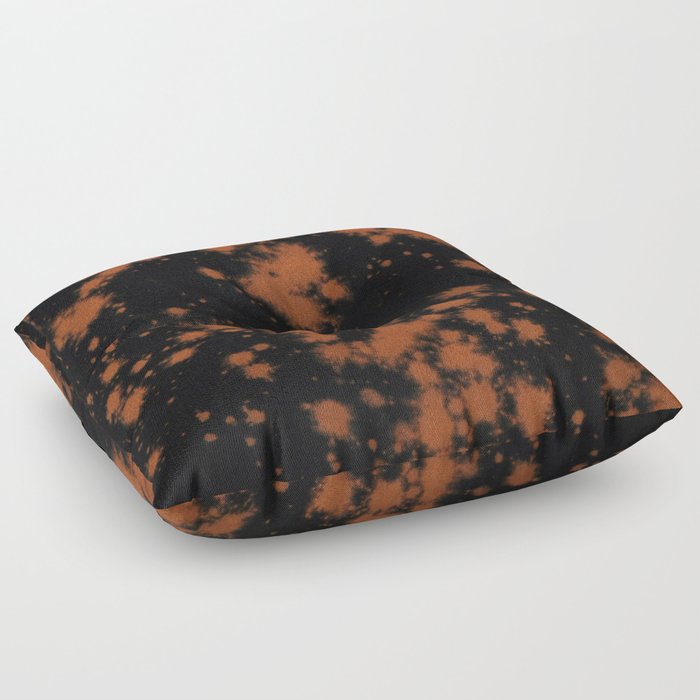 Distressed Bleached Rust on Black Fabric Floor Pillow