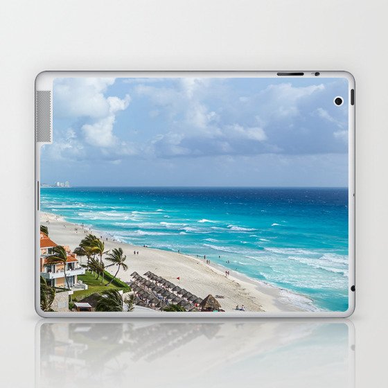 Mexico Photography - Exotic Beach By The Blue Ocean Water Laptop & iPad Skin