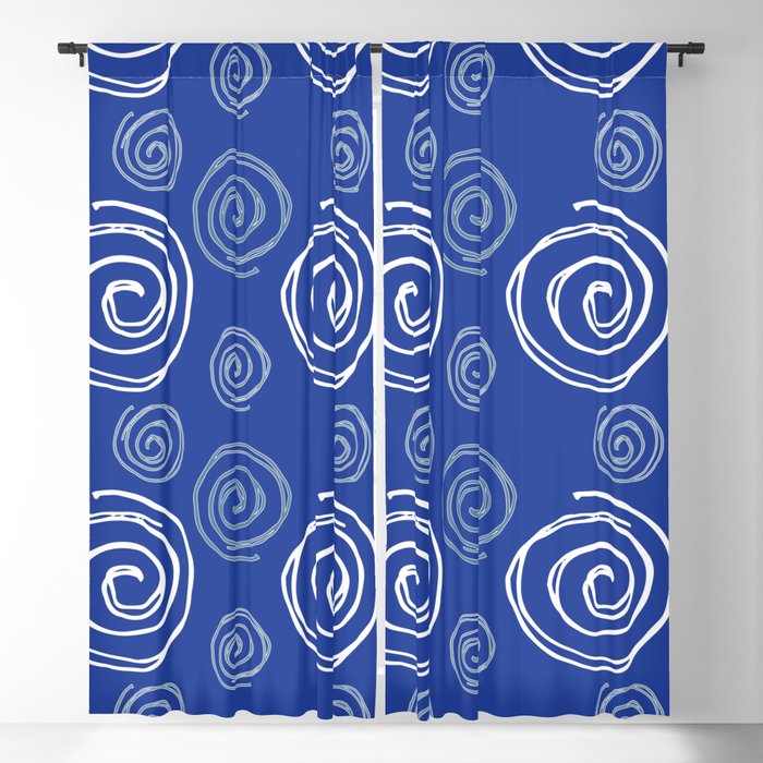 Twirly Swirly All Blue Blackout Curtain