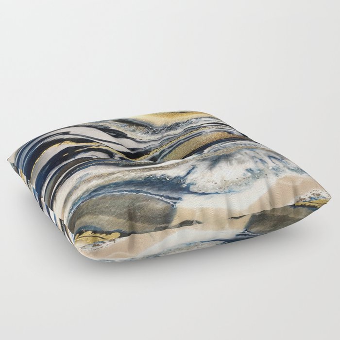 Flowing Geode Blue & Gold Floor Pillow