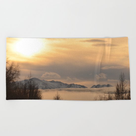 Winter Fog Beach Towel