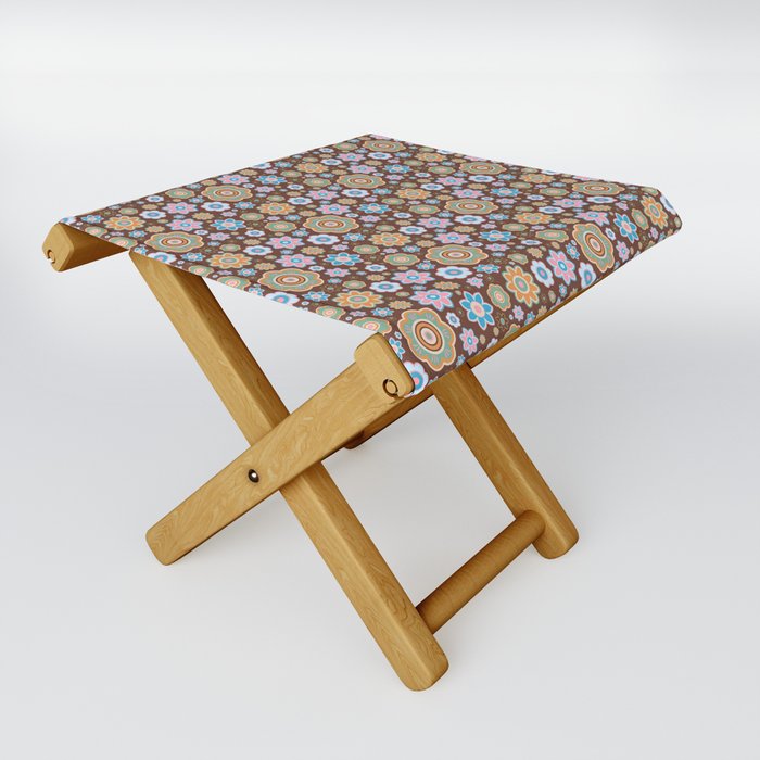Power To the Flowers Vintage Pattern Folding Stool