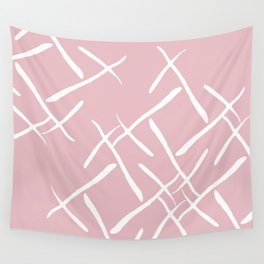 White cross marks on rose background Wall Tapestry