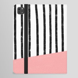 Handmade Stripe Block Pattern (pink/white/black) iPad Folio Case