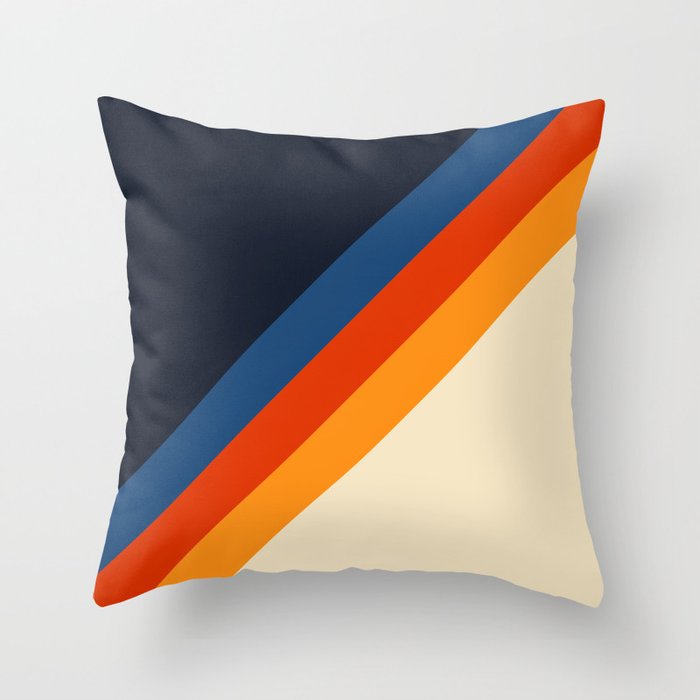 Colorful Classic Retro 70s Vintage Style Stripes - Padona Throw Pillow