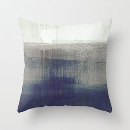 Navy Blue and Grey Minimalist Abstract Landscape Throw Pillow