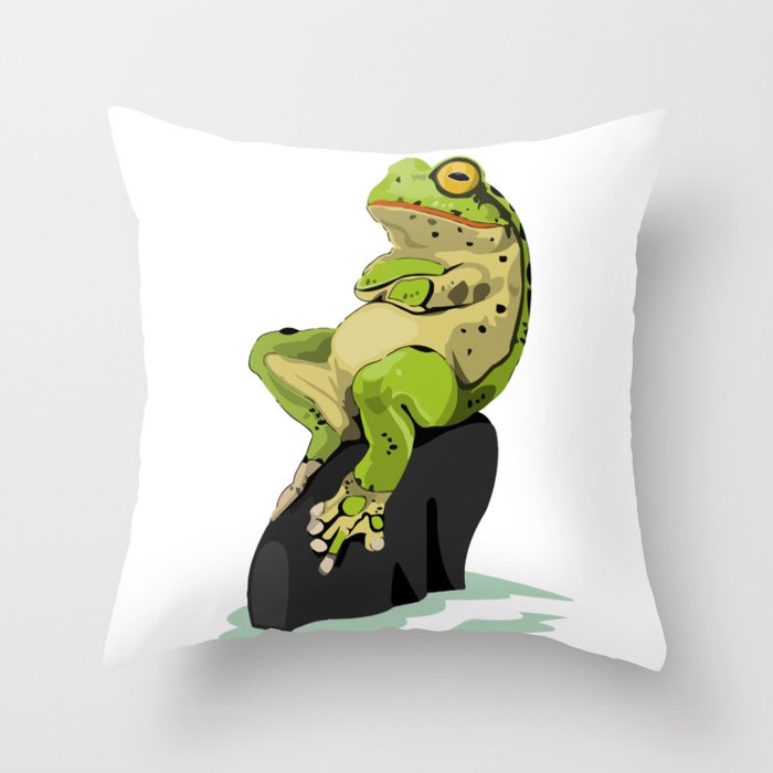 Relaxing Frog Throw Pillow