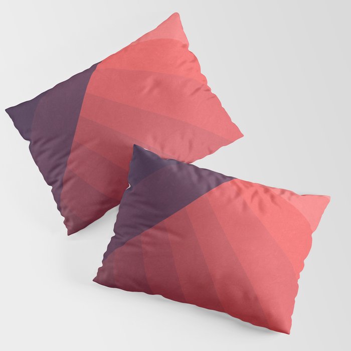 Abstract Geometric Line Gradient Pattern between Dark Blue and Very Soft Red Pillow Sham