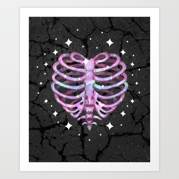 Holographic Skeleton Heart Art Print