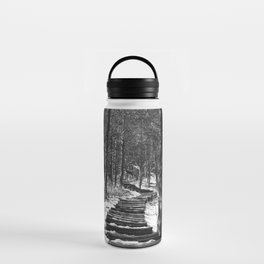 Forest Stairs Black and White Photography Water Bottle