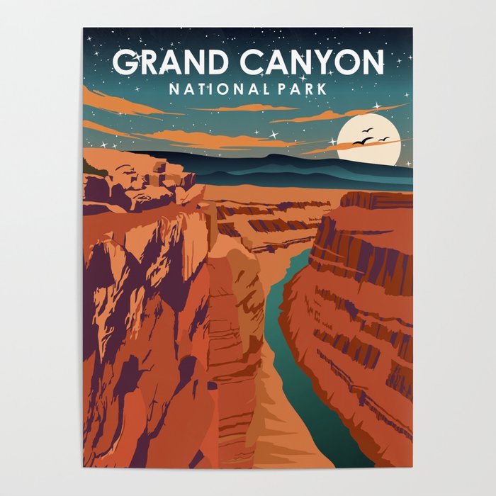 Poster　Vintage　at　Jorn　Travel　Grand　Poster　by　Night　Canyon　Park　National　Society6