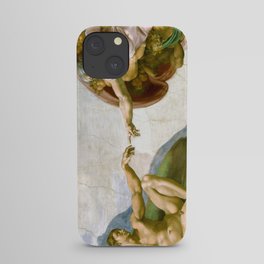 The Creation of Adam Painting by Michelangelo Sistine Chapel iPhone Case