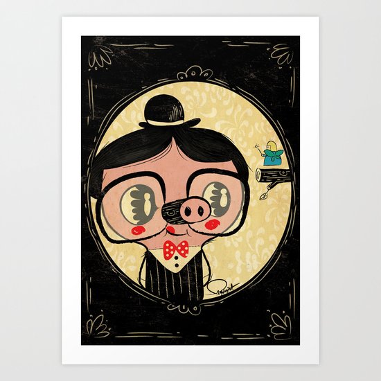 PIGnocchio and the blue fairy / pinocchio pig Art Print