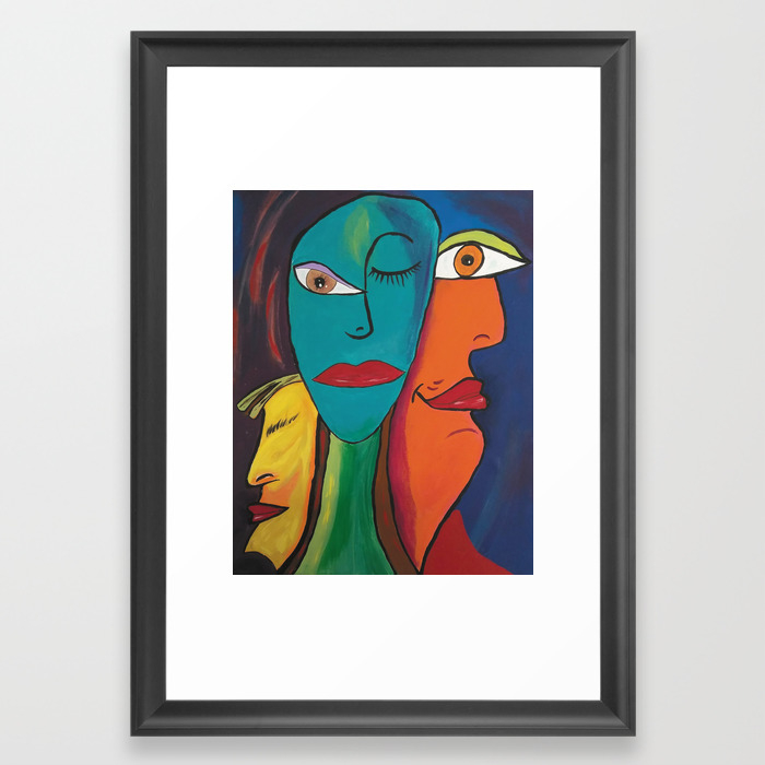 Picasso Inspired Abstract Faces Framed Art Print By Lynnlewis