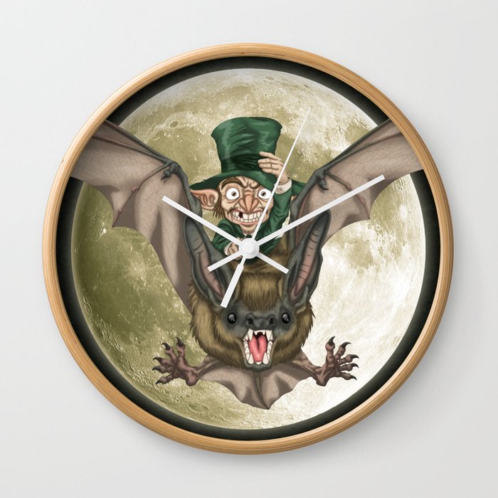 Duende sobre murciélago Wall Clock