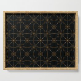 Dark Gold Stars tile pattern. Geometric ornament. Digital Illustration Background. Serving Tray