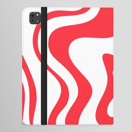 Retro Liquid Swirl Abstract Pattern in Bright Red and White iPad Folio Case