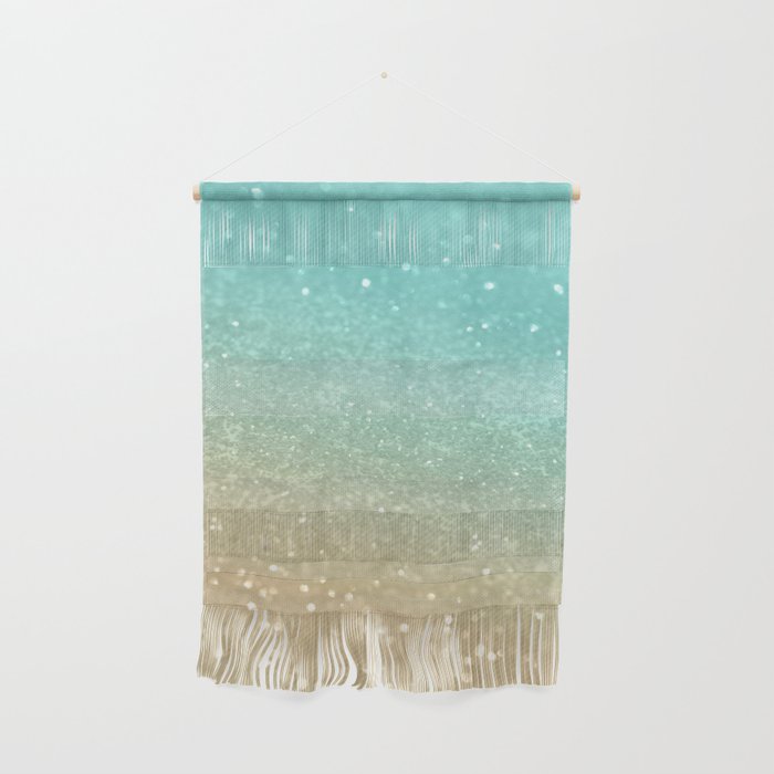 Sparkling Gold Aqua Teal Glitter Glam #1 (Faux Glitter) #shiny #decor #society6 Wall Hanging