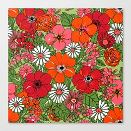 Retro Floral Pillowcase Canvas Print