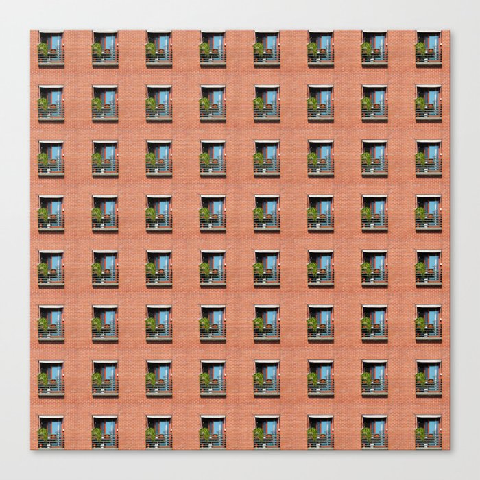 Window Brick Building Pattern Red Wall Canvas Print