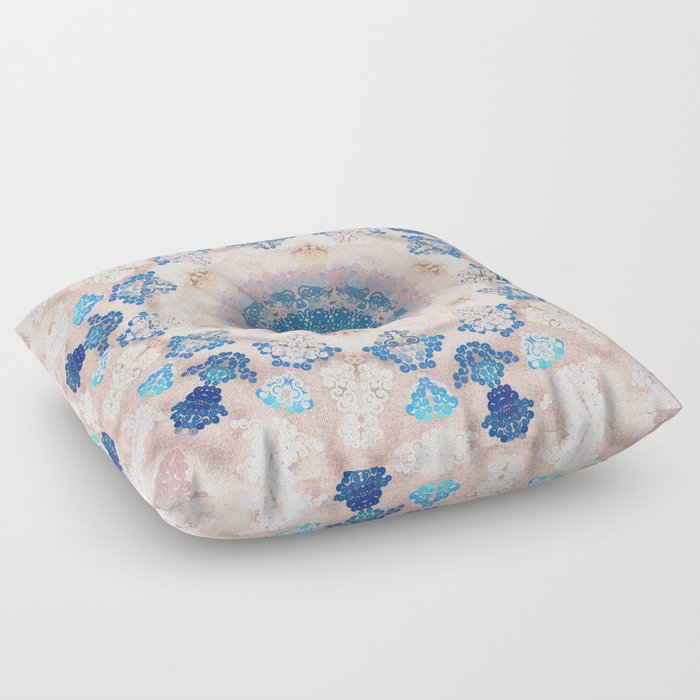 Cream Rose Mandala Floor Pillow