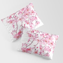 pink cherry blossom watercolor 2020 Pillow Sham