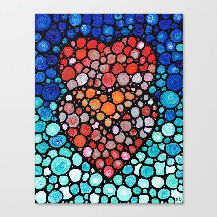 Two Hearts - Mosaic Art By Sharon Cummings Canvas Print